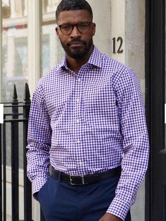 tom james Other - Tom James Custom Purple Gingham Dress Shirt, *XL (see measurements)